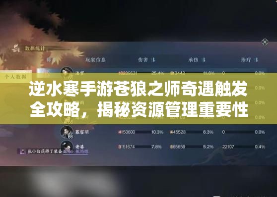 逆水寒手游苍狼之师奇遇触发全攻略，揭秘资源管理重要性及高效利用实战技巧