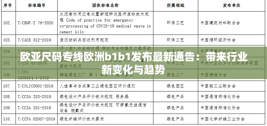 欧亚尺码专线欧洲b1b1发布最新通告：带来行业新变化与趋势