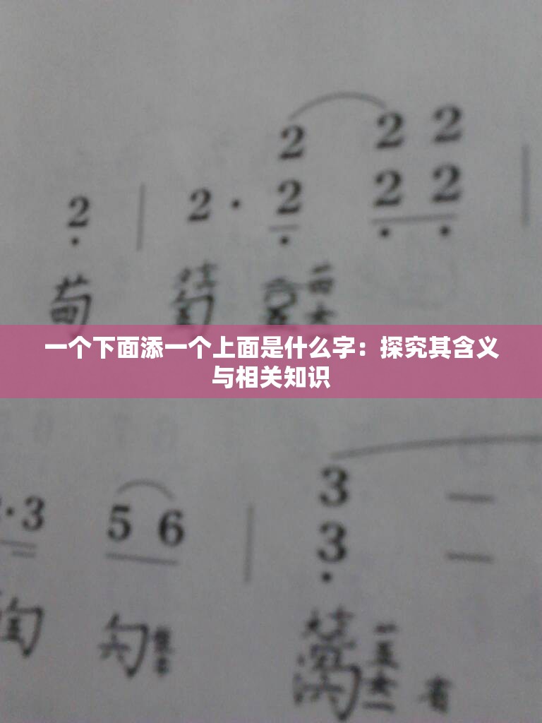 一个下面添一个上面是什么字：探究其含义与相关知识