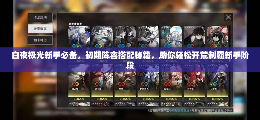 白夜极光新手必备，初期阵容搭配秘籍，助你轻松开荒制霸新手阶段