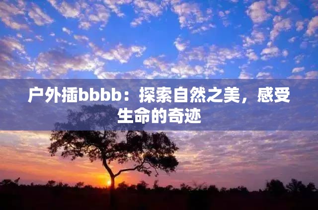 户外插bbbb：探索自然之美，感受生命的奇迹
