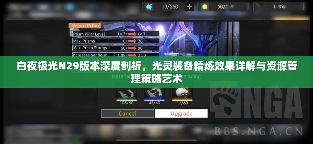 白夜极光N29版本深度剖析，光灵装备精炼效果详解与资源管理策略艺术