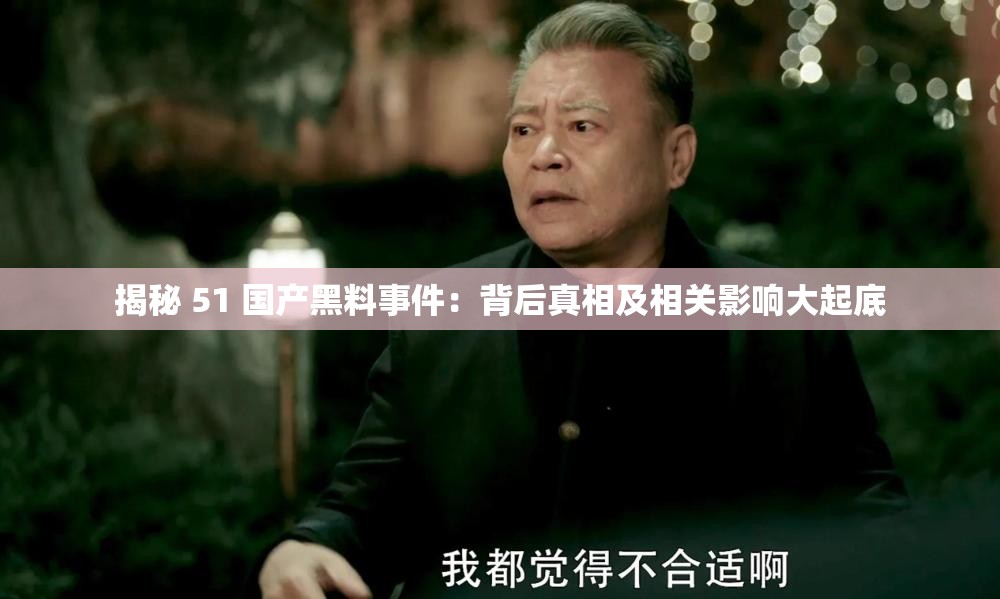 揭秘 51 国产黑料事件：背后真相及相关影响大起底