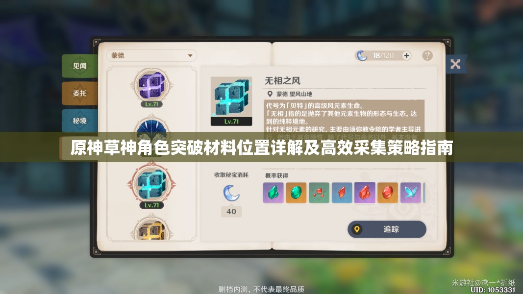 原神草神角色突破材料位置详解及高效采集策略指南