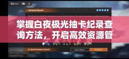 掌握白夜极光抽卡纪录查询方法，开启高效资源管理与利用之道