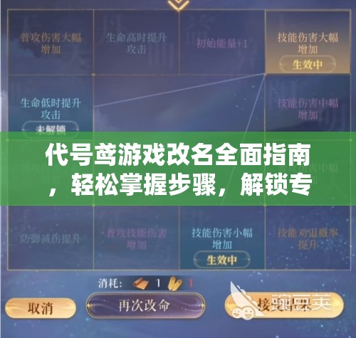 代号鸢游戏改名全面指南，轻松掌握步骤，解锁专属个性新名称