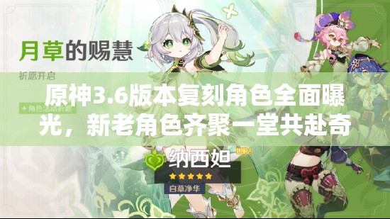 原神3.6版本复刻角色全面曝光，新老角色齐聚一堂共赴奇妙冒险之旅