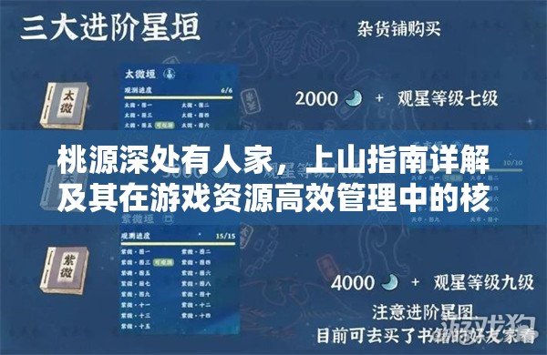 桃源深处有人家，上山指南详解及其在游戏资源高效管理中的核心作用