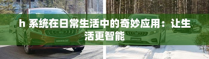 h 系统在日常生活中的奇妙应用：让生活更智能