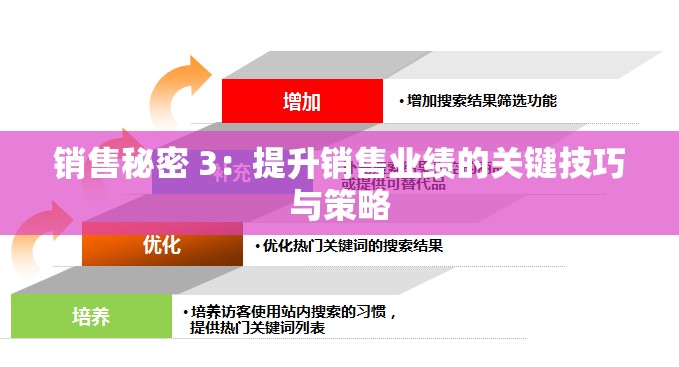 销售秘密 3：提升销售业绩的关键技巧与策略