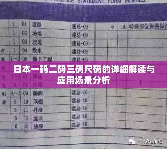 日本一码二码三码尺码的详细解读与应用场景分析