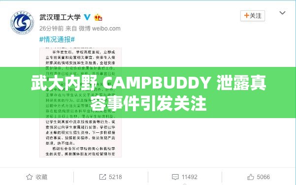 武大内野 CAMPBUDDY 泄露真容事件引发关注