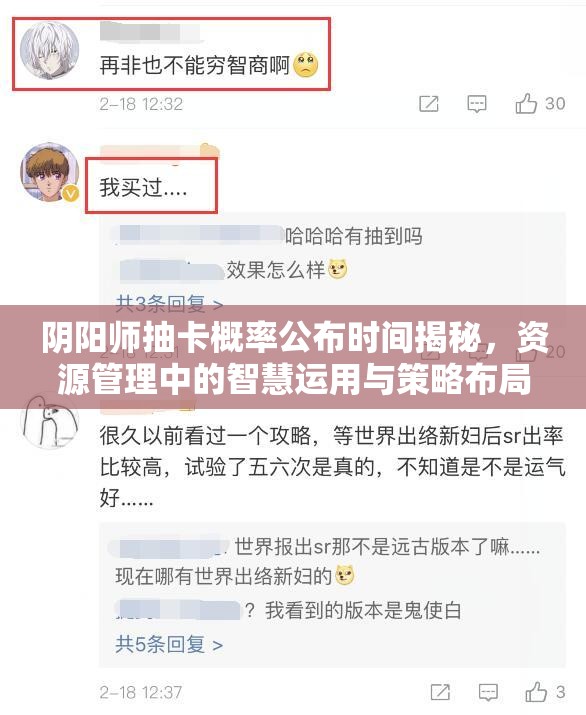 阴阳师抽卡概率公布时间揭秘，资源管理中的智慧运用与策略布局