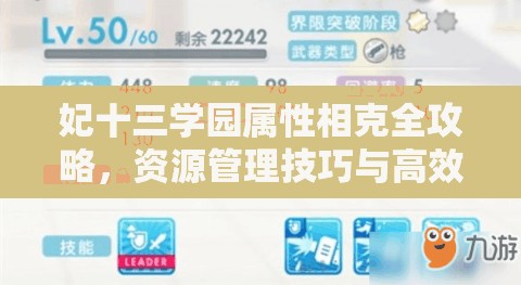 妃十三学园属性相克全攻略，资源管理技巧与高效利用策略，实现价值最大化