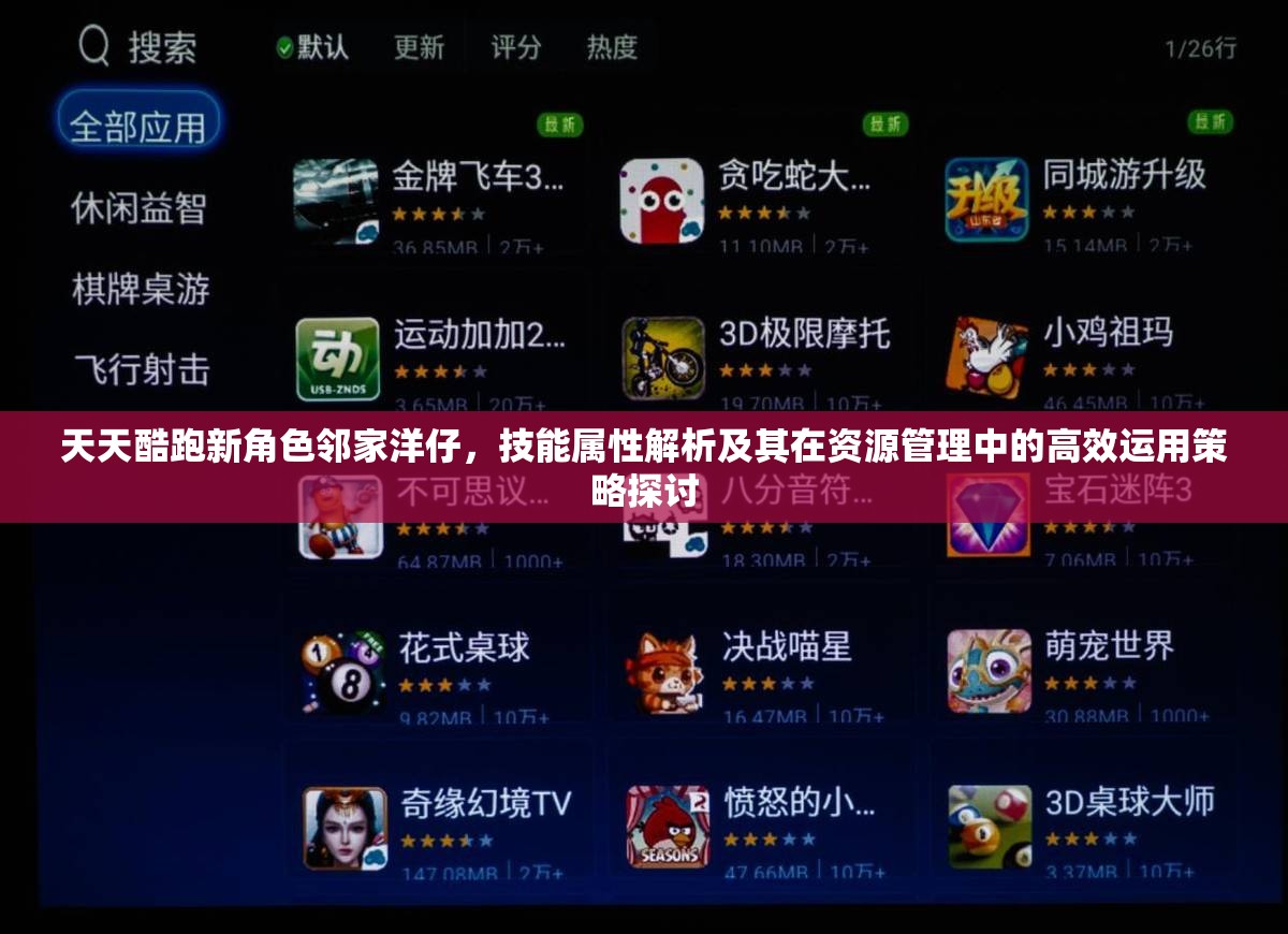 天天酷跑新角色邻家洋仔，技能属性解析及其在资源管理中的高效运用策略探讨