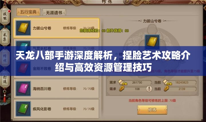 天龙八部手游深度解析，捏脸艺术攻略介绍与高效资源管理技巧