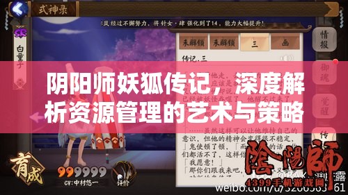 阴阳师妖狐传记，深度解析资源管理的艺术与策略之道
