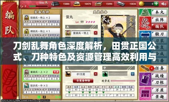 刀剑乱舞角色深度解析，田贯正国公式、刀种特色及资源管理高效利用与价值最大化策略
