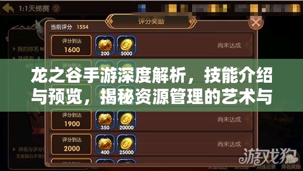 龙之谷手游深度解析，技能介绍与预览，揭秘资源管理的艺术与策略