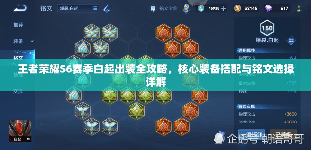 王者荣耀S6赛季白起出装全攻略，核心装备搭配与铭文选择详解