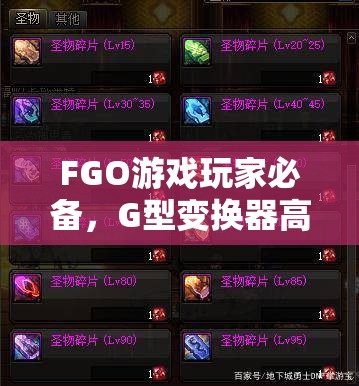 FGO游戏玩家必备，G型变换器高效刷取地点与快速获取策略解析