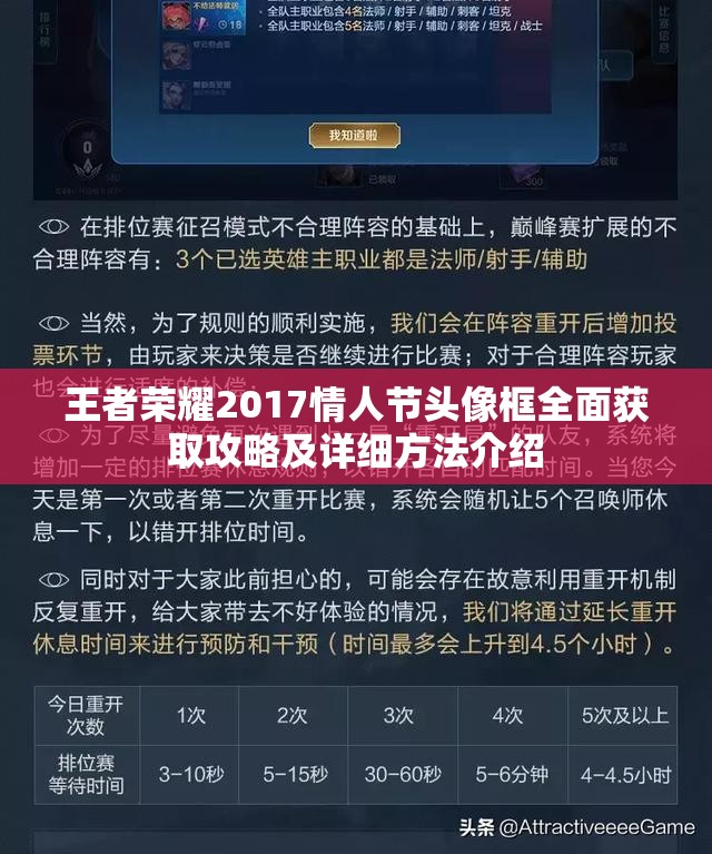 王者荣耀2017情人节头像框全面获取攻略及详细方法介绍