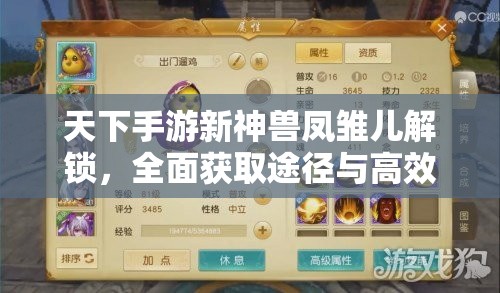 天下手游新神兽凤雏儿解锁，全面获取途径与高效培养攻略