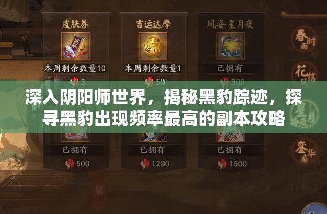 深入阴阳师世界，揭秘黑豹踪迹，探寻黑豹出现频率最高的副本攻略
