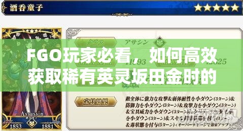FGO玩家必看，如何高效获取稀有英灵坂田金时的绝密攻略？