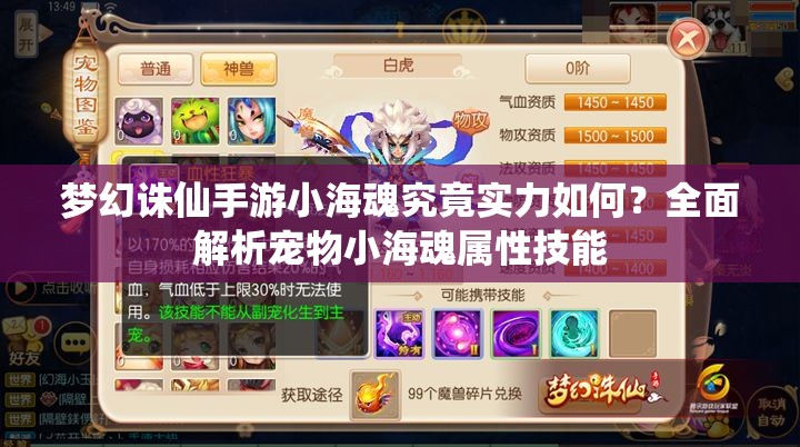 梦幻诛仙手游小海魂究竟实力如何？全面解析宠物小海魂属性技能