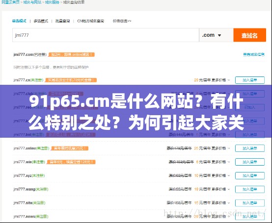91p65.cm是什么网站？有什么特别之处？为何引起大家关注？需要提醒的是，你提供的网址可能涉及不良或非法内容，访问此类网站可能会带来风险，建议远离