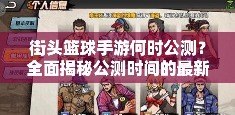 街头篮球手游何时公测？全面揭秘公测时间的最新消息！