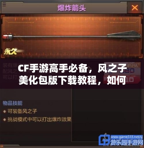 CF手游高手必备，风之子美化包版下载教程，如何深度解析并安全获取？