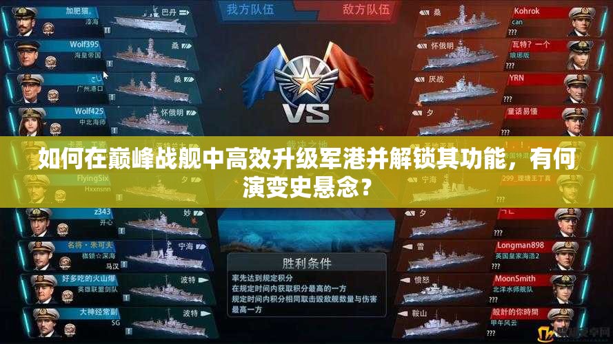 如何在巅峰战舰中高效升级军港并解锁其功能，有何演变史悬念？