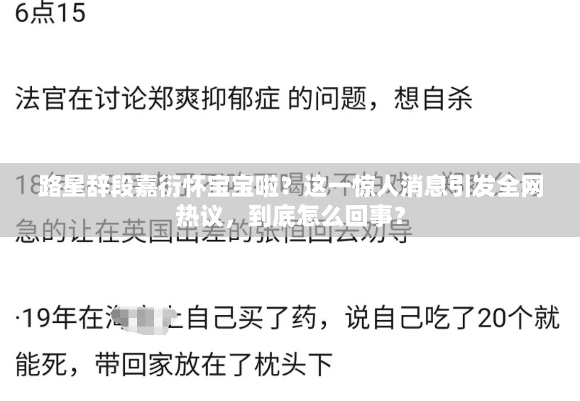 路星辞段嘉衍怀宝宝啦？这一惊人消息引发全网热议，到底怎么回事？