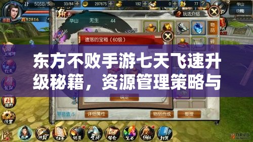 东方不败手游七天飞速升级秘籍，资源管理策略与优化大揭秘？